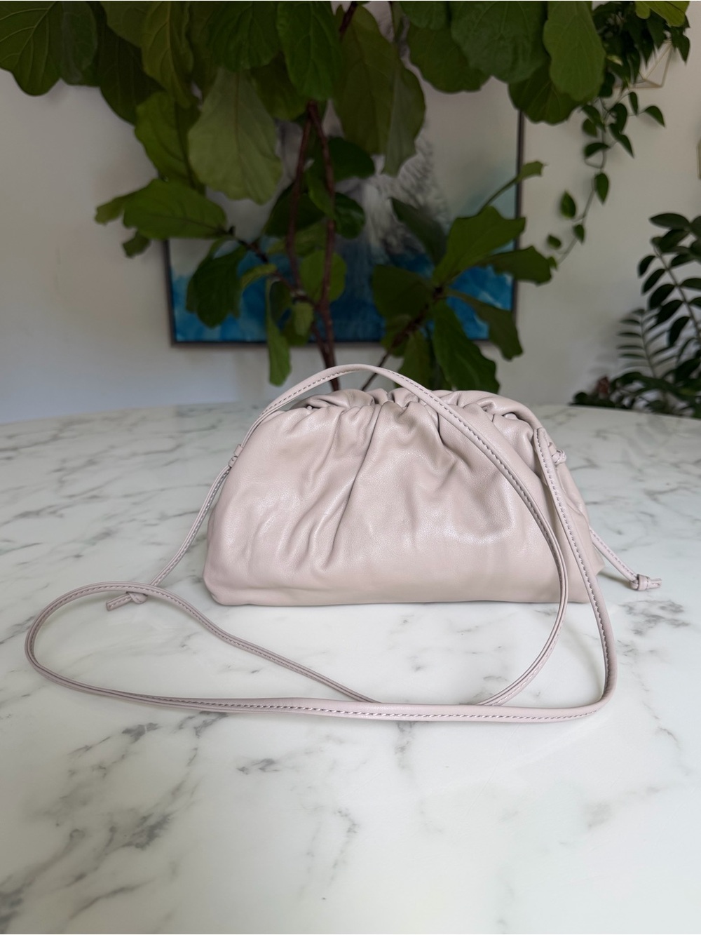 QUINCE Italian Leather Pouch Crossbody Clutch Bag Taupe